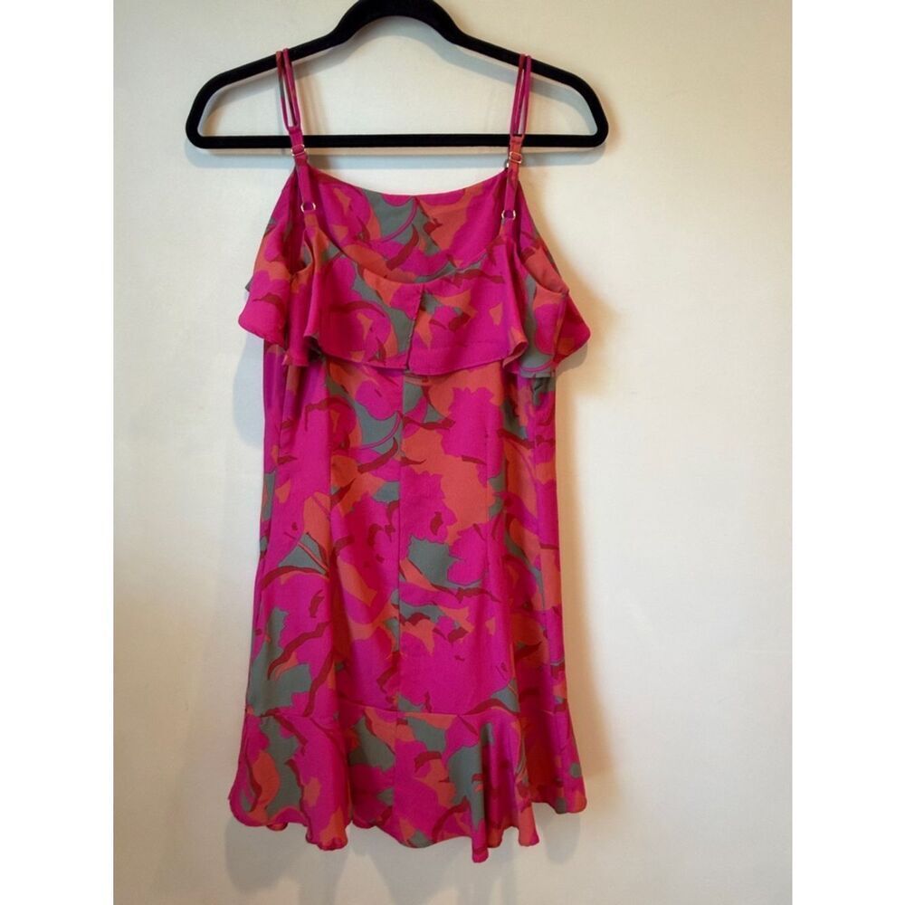 Bright Fuchsia Floral Ruffle Slip Dress - Picture 5 of 5